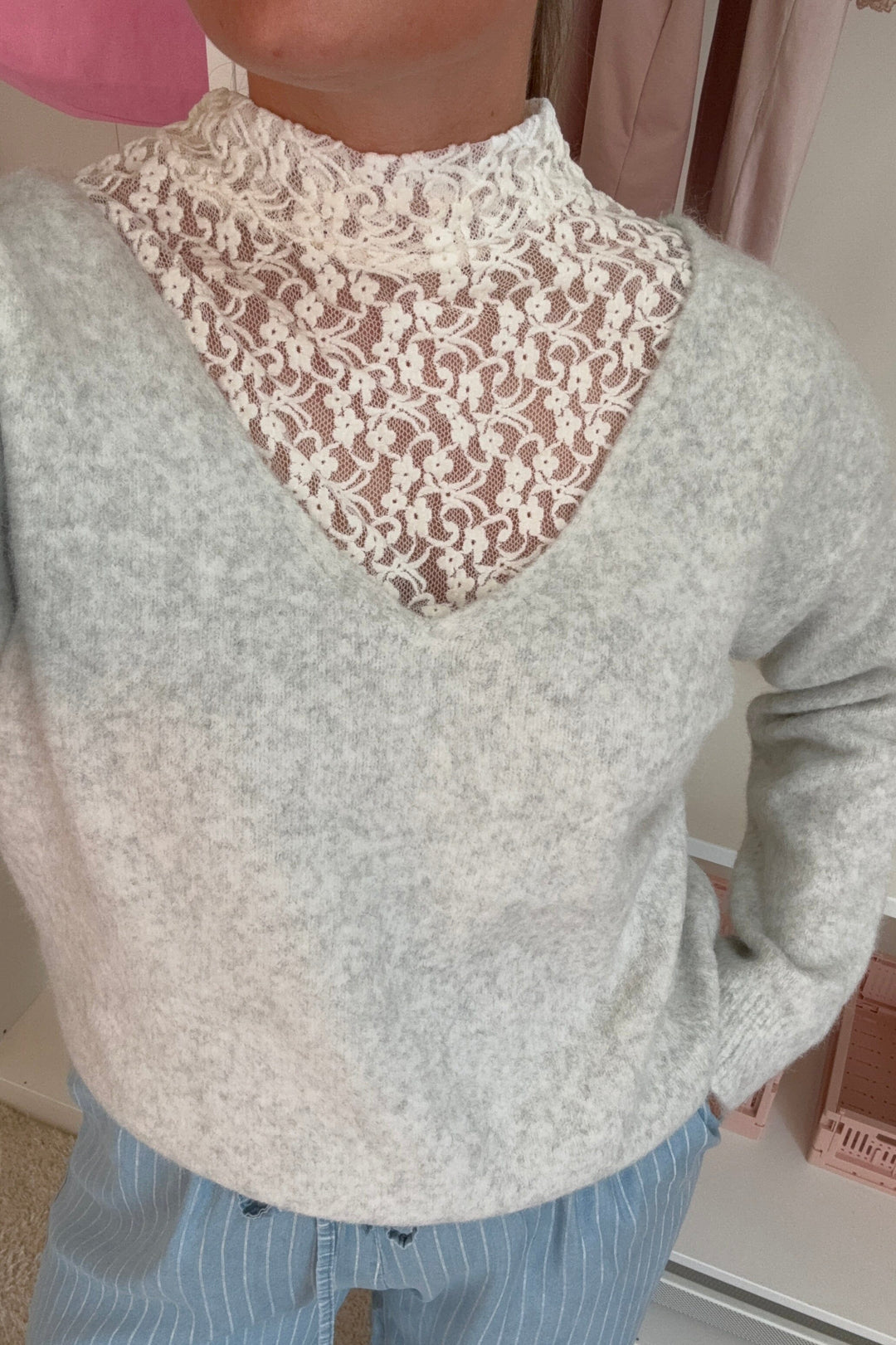 A-bee - Clarisse Striktrøjer - Light grey Strikbluser 