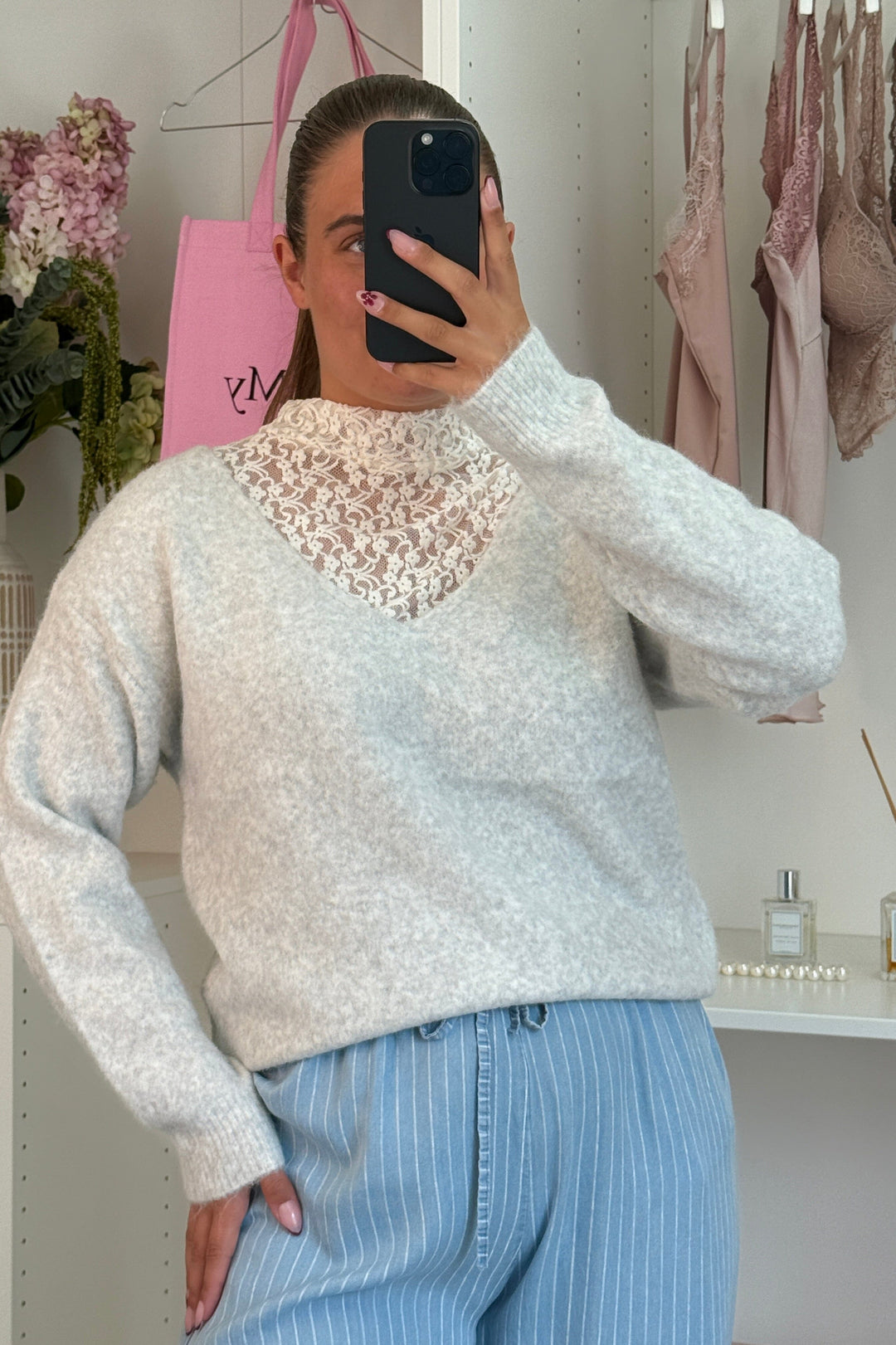 A-bee - Clarisse Striktrøjer - Light grey Strikbluser 