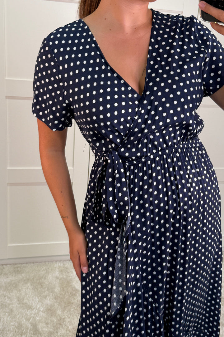 A-bee - Ginevra Dot Wrap Dress - Navy Kjoler 