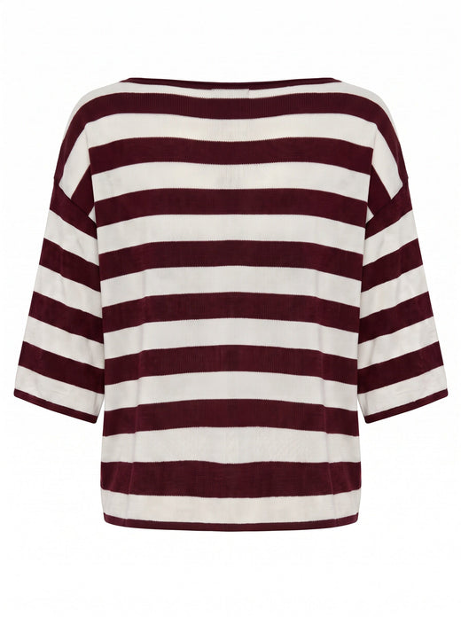 A-Bee - Ivy 70125 - Burgundy / Off-White Stripe T-shirts 