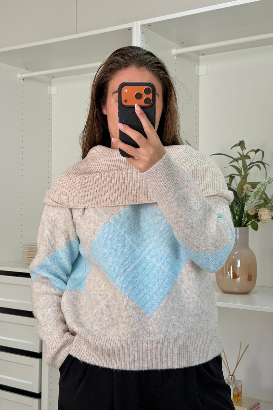 A-bee - Kenza Knit - Blue Strikbluser 