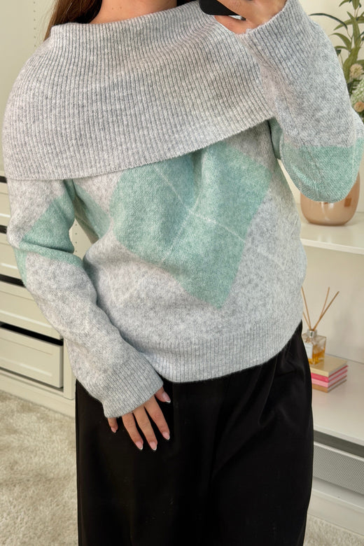 A-bee - Kenza Knit - Green Strikbluser 