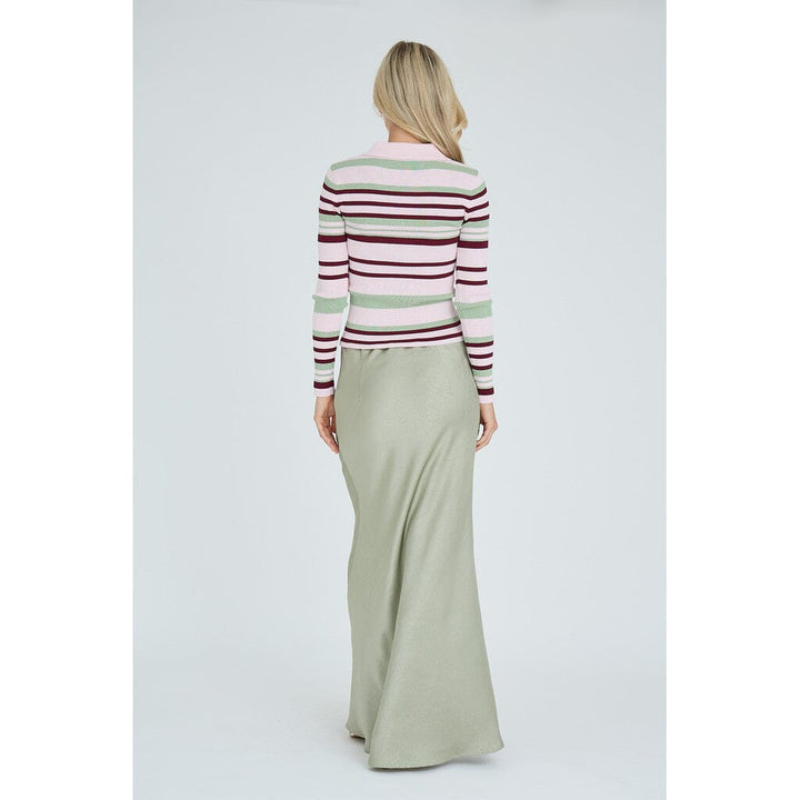 A-View - Fabi Knit Polo AV7077 - 271 - Rose/Burgundy/Green Strikbluser 