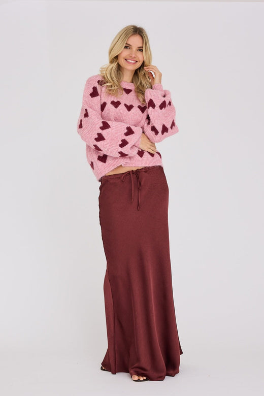 A-View - Heart Knit Pullover AV6034 - 373 - Bordeaux/Rose