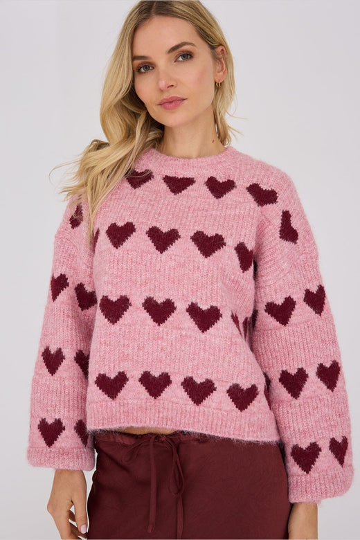 A-View - Heart Knit Pullover AV6034 - 373 - Bordeaux/Rose