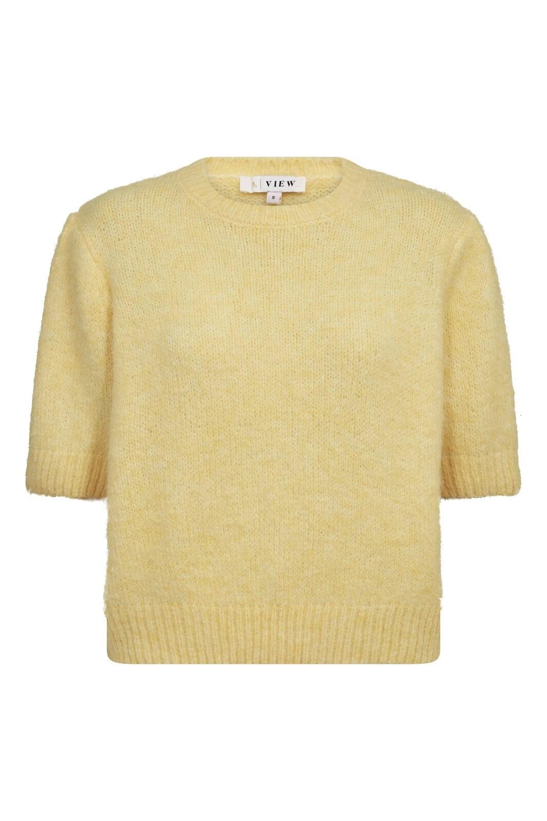 A-View - Inge S/S Knit Pullover AV7076 - 069 - Pale Yellow Strikbluser 