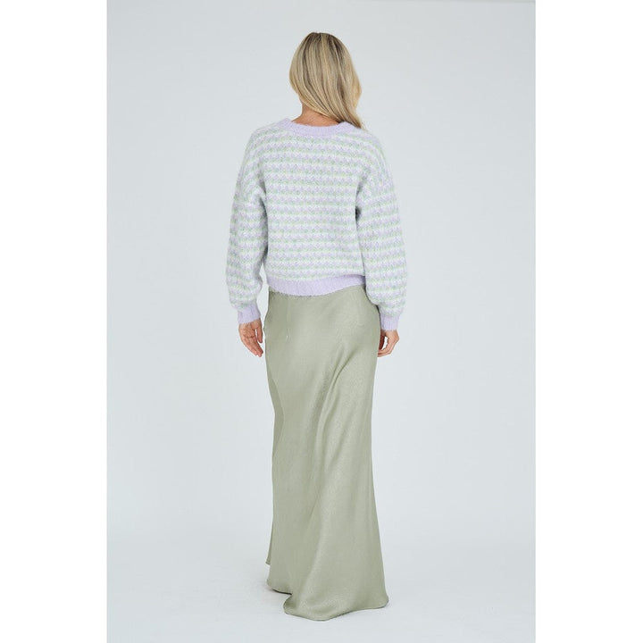A-View - Sassi Knit Pullover AV7072 - 180 - Green/Purple Strikbluser 