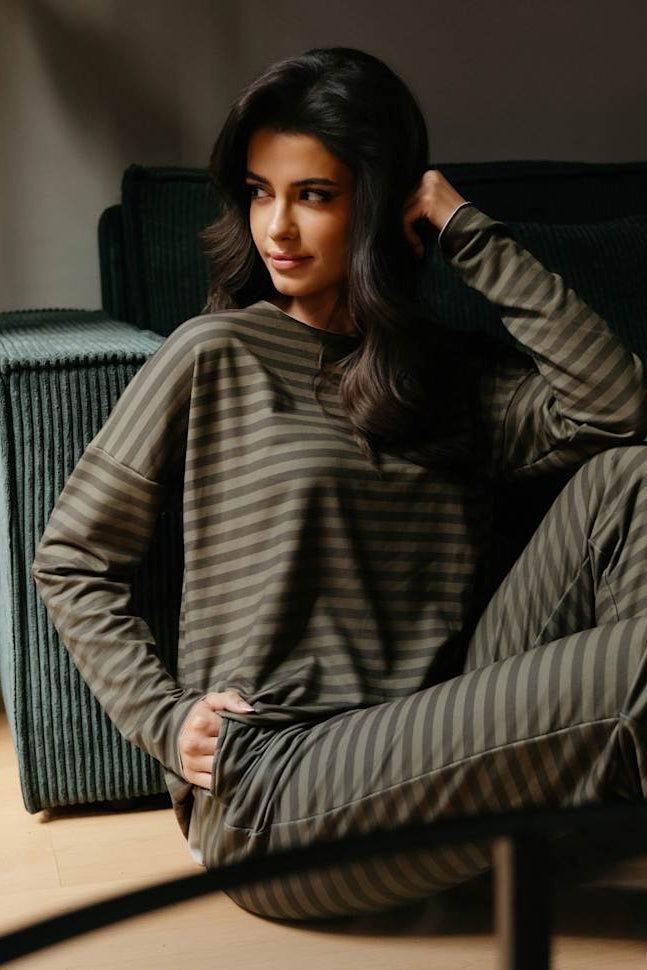 Liberte - Alma-Pants (Fleece) 9350 - Beetle Stripe