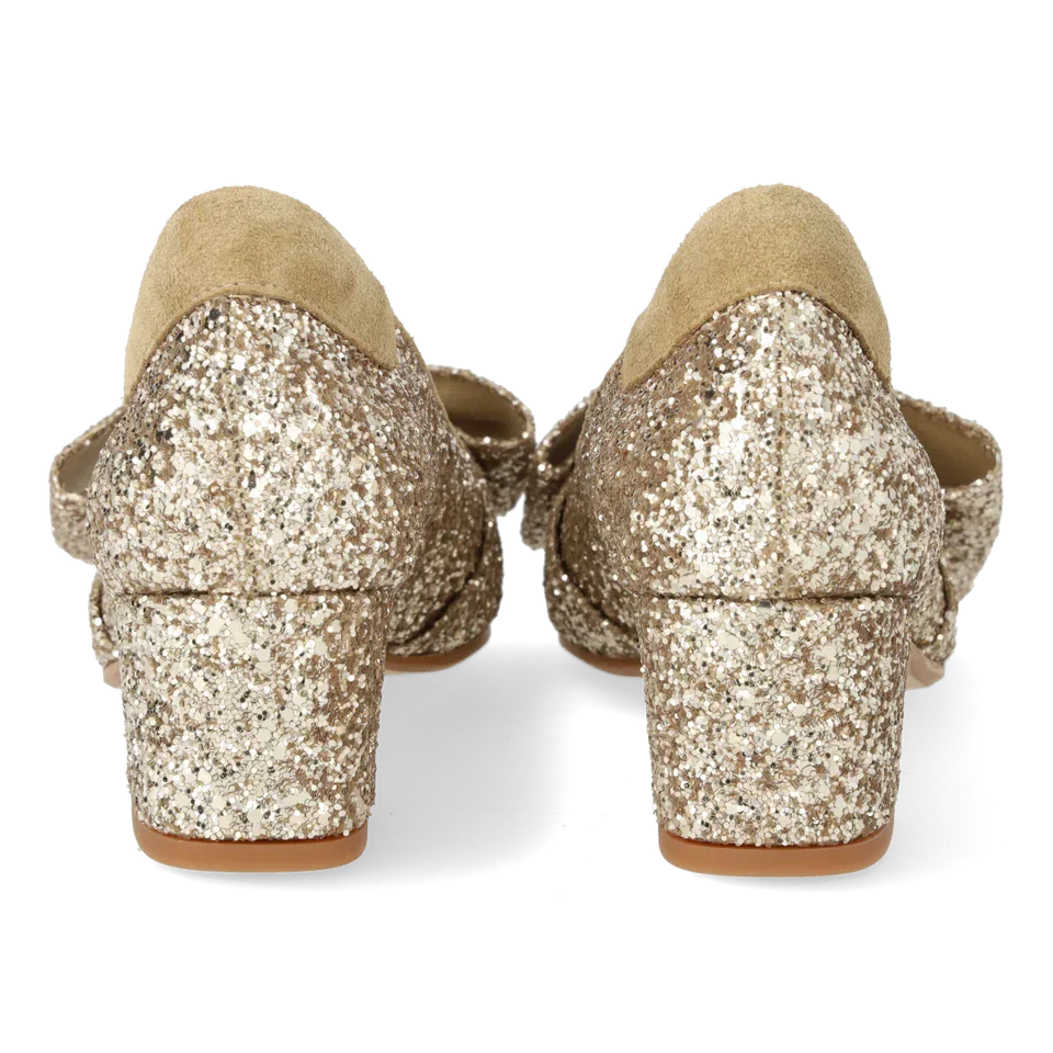 Angulus - Sløjfe Pump I Funklende Glitter 1550-105 - 3618/2217 Champagne Glitter/sand Pumps 