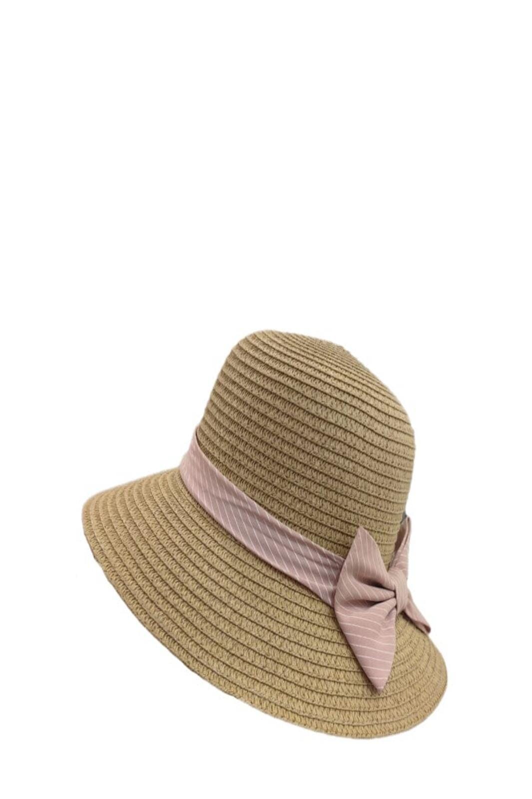 Anobel Copenhagen - Straw Hat With Striped Bow Tie 3cp2085 - Brown