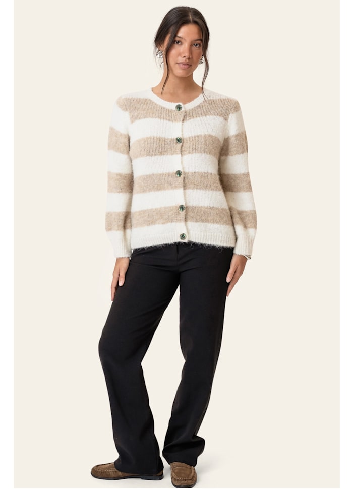BYIC - Idunic Cardigan 8075 - Beige White Stripes