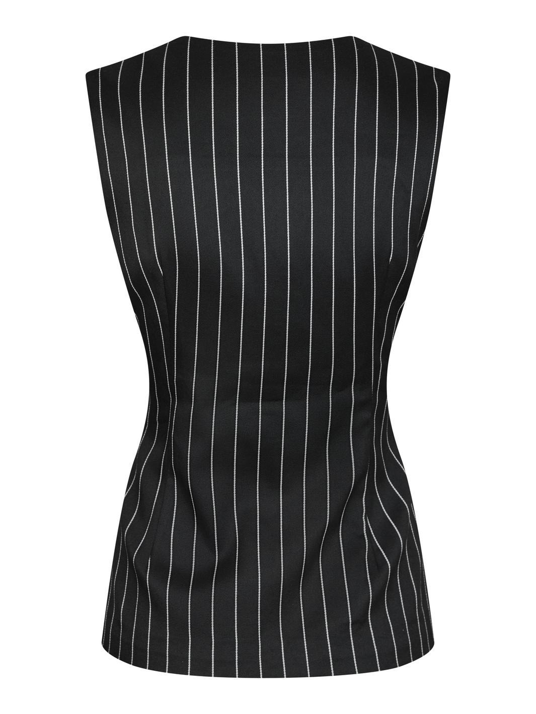 Voorbestelling - Yellow Lane - Alva Stripe Waistcoat 165673 - 100 - Black