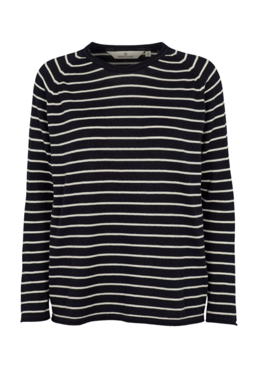 Basic Apparel - Soya Sweater Stripe - 445 Navy/Whisper White Bluser 