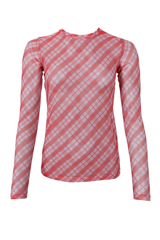 Black Colour - Bcanne Mesh Blouse 41138 - Shirts - Red Check Bluser 