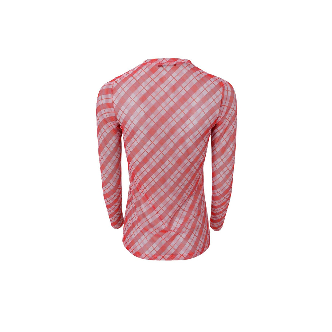 Black Colour - Bcanne Mesh Blouse 41138 - Shirts - Red Check Bluser 