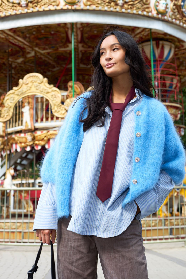 Black Colour - Bcbjoerk Knit Cardigan 1218 - Sky Blue
