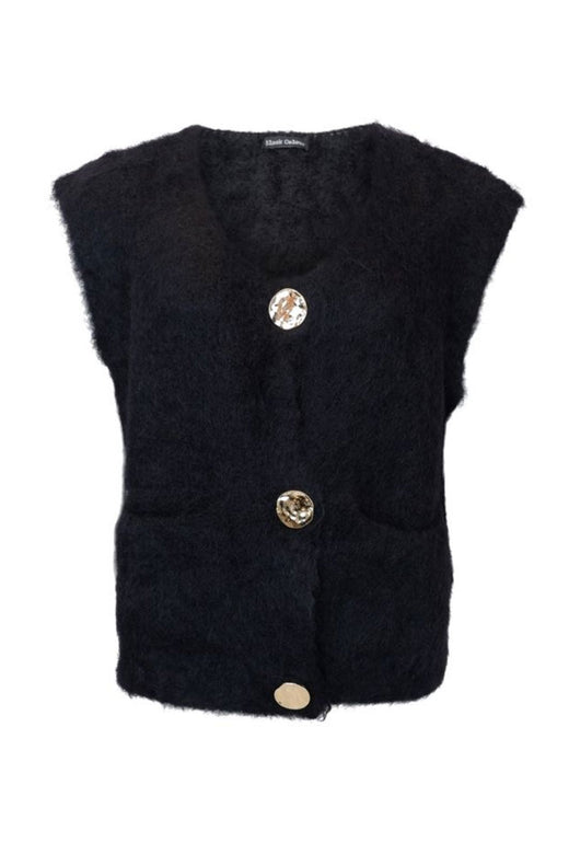 Black Colour - Bcbjoerk Knitted Button Vest 1217 - Black Strikbluser 