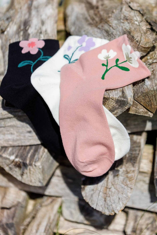 Black Colour - Bcdeena Flower Sock 4365 - Lt. Rose