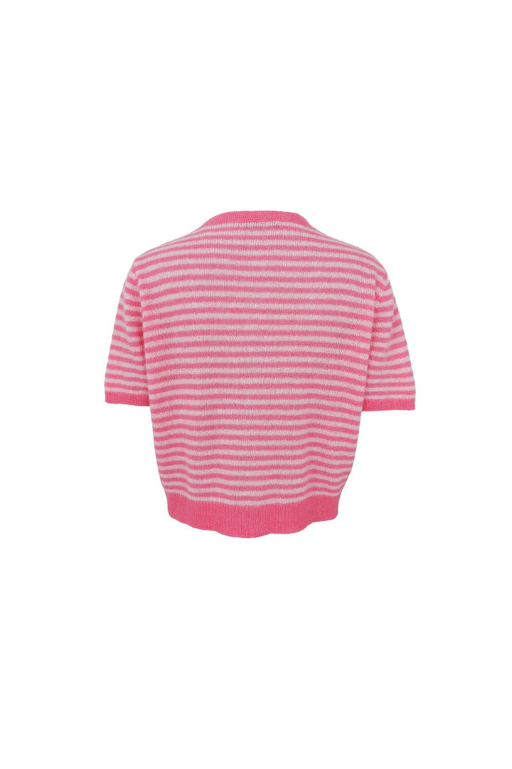 Black Colour - Bcdell Striped Ss Cardigan 1256 - Raspberry