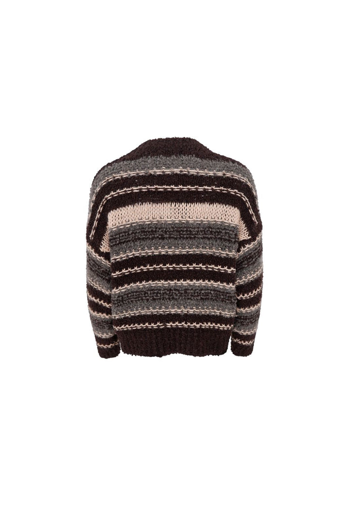 Black Colour - Bchelga Boucle Jumper 1275 - Coffee Stripe