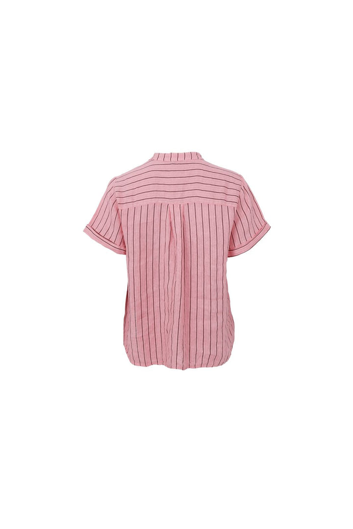 Black Colour - Bcmelina Ss Linen Shirt 41104 - Rose Stripe