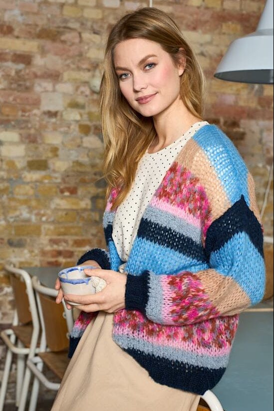 Black Colour - Bcsophie Striped Cardigan 1243 - Blue Multi Cardigans 