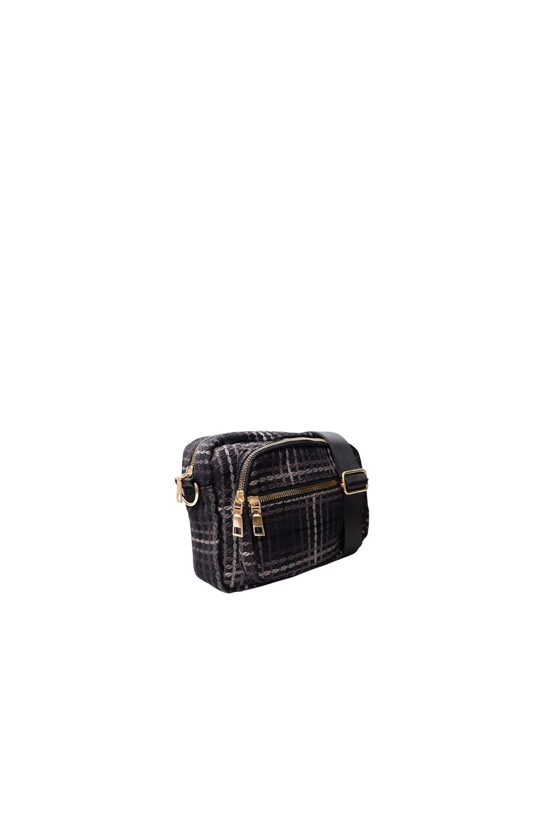 Black Colour - Bcvanda Check Crossover Bag 9386 - Black