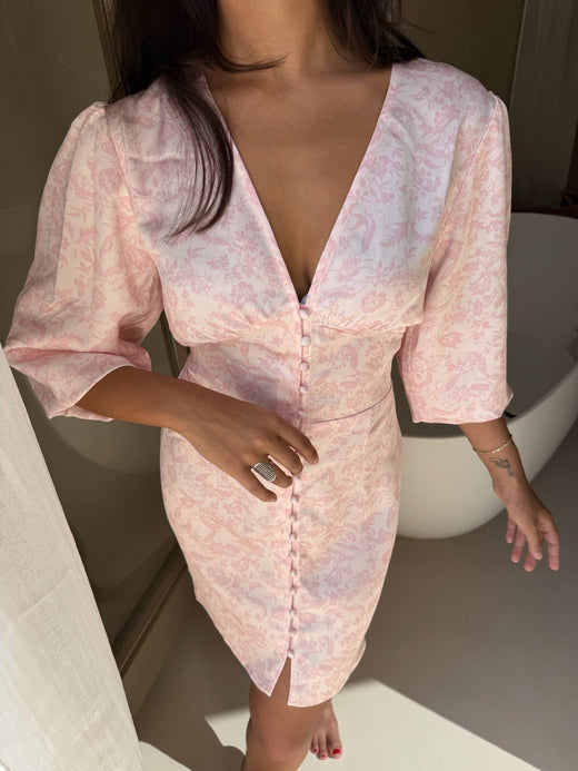 BYIC - Addyic Dress A23902 - Light Pink Floral Kjoler 