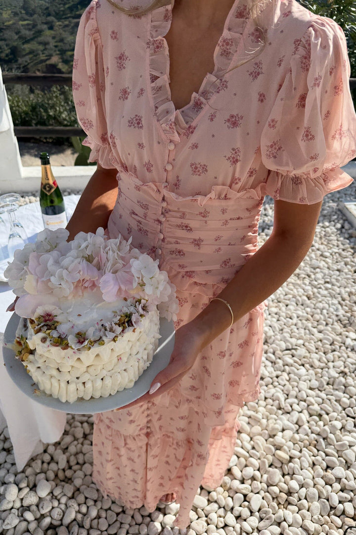 BYIC - Arielic Long Dress A25193 - Pink Flower Print Kjoler 