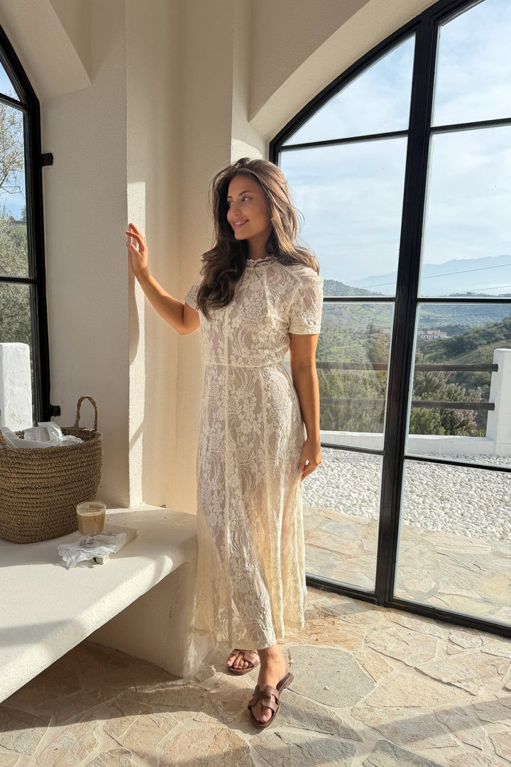 BYIC - Elliaic Long Dress A25168 - Off White Lace Kjoler 