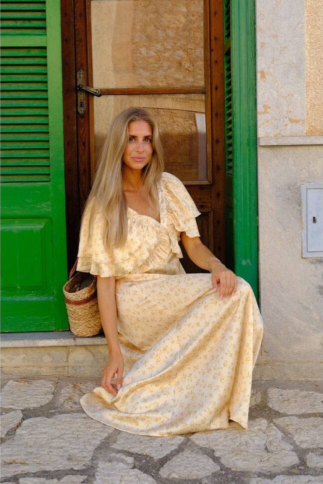 BYIC - Marthaic Maxi Dress A23935 - Yellow Flower Print Kjoler 