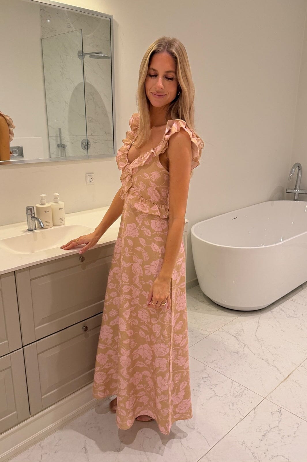 BYIC - Melbaic Dress A23117 - Beige Pink Blossom