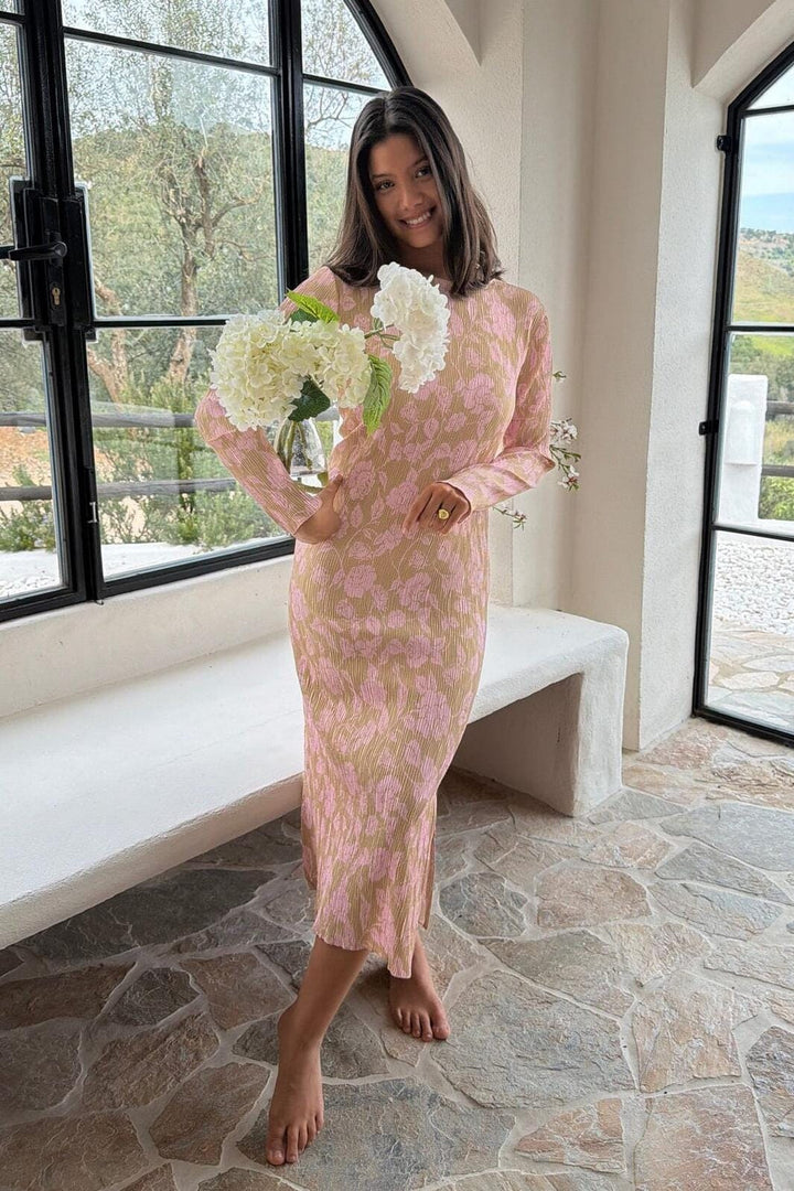 BYIC - Odaic Dress A1015 - Beige Pink Blossom Kjoler 