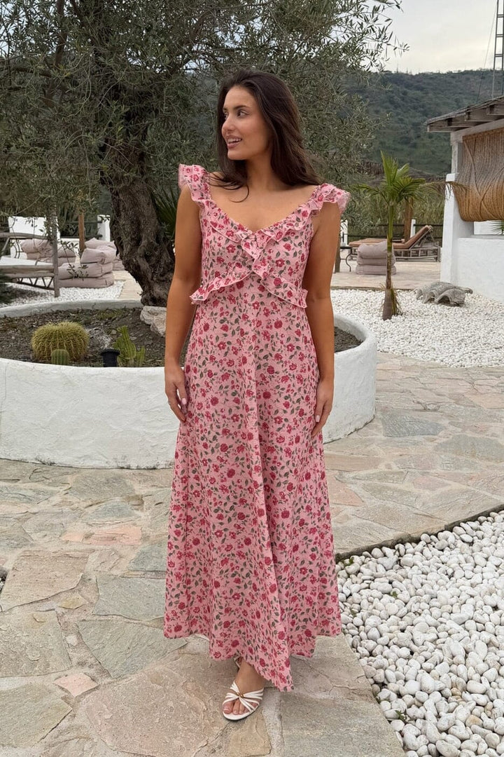 BYIC x Molly&My - Melbaic Dress A23117 - Pink Rose Print Kjoler 
