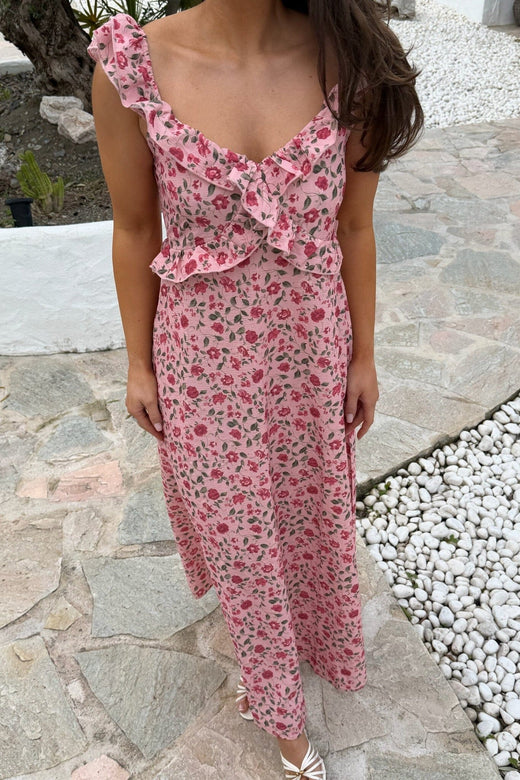 BYIC x Molly&My - Melbaic Dress A23117 - Pink Rose Print Kjoler 