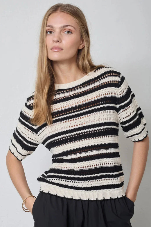 Co´Couture - 42018 Odettecc Stripe Ss O-Knit 504071 - 00005 - Green 
