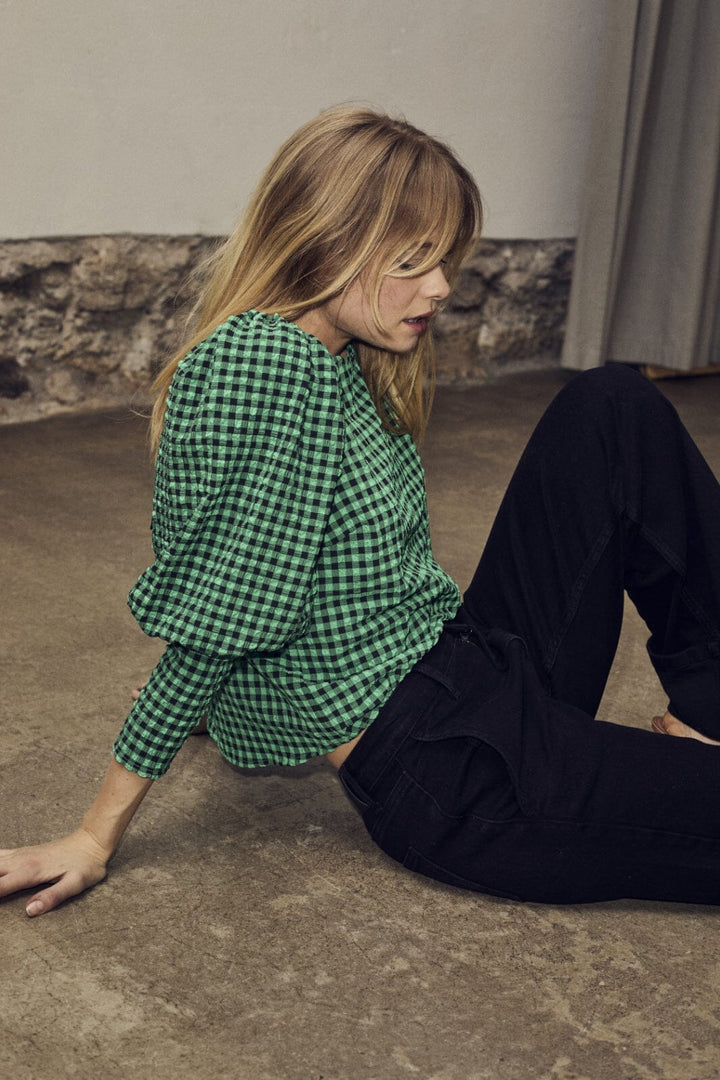 Co´couture - Calebcc Check Bow Blouse 35627 - 34 Green
