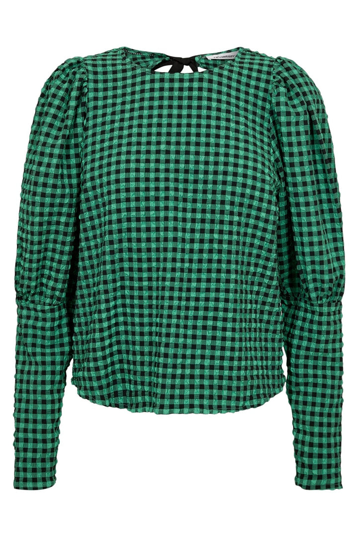 Co´couture - Calebcc Check Bow Blouse 35627 - 34 Green
