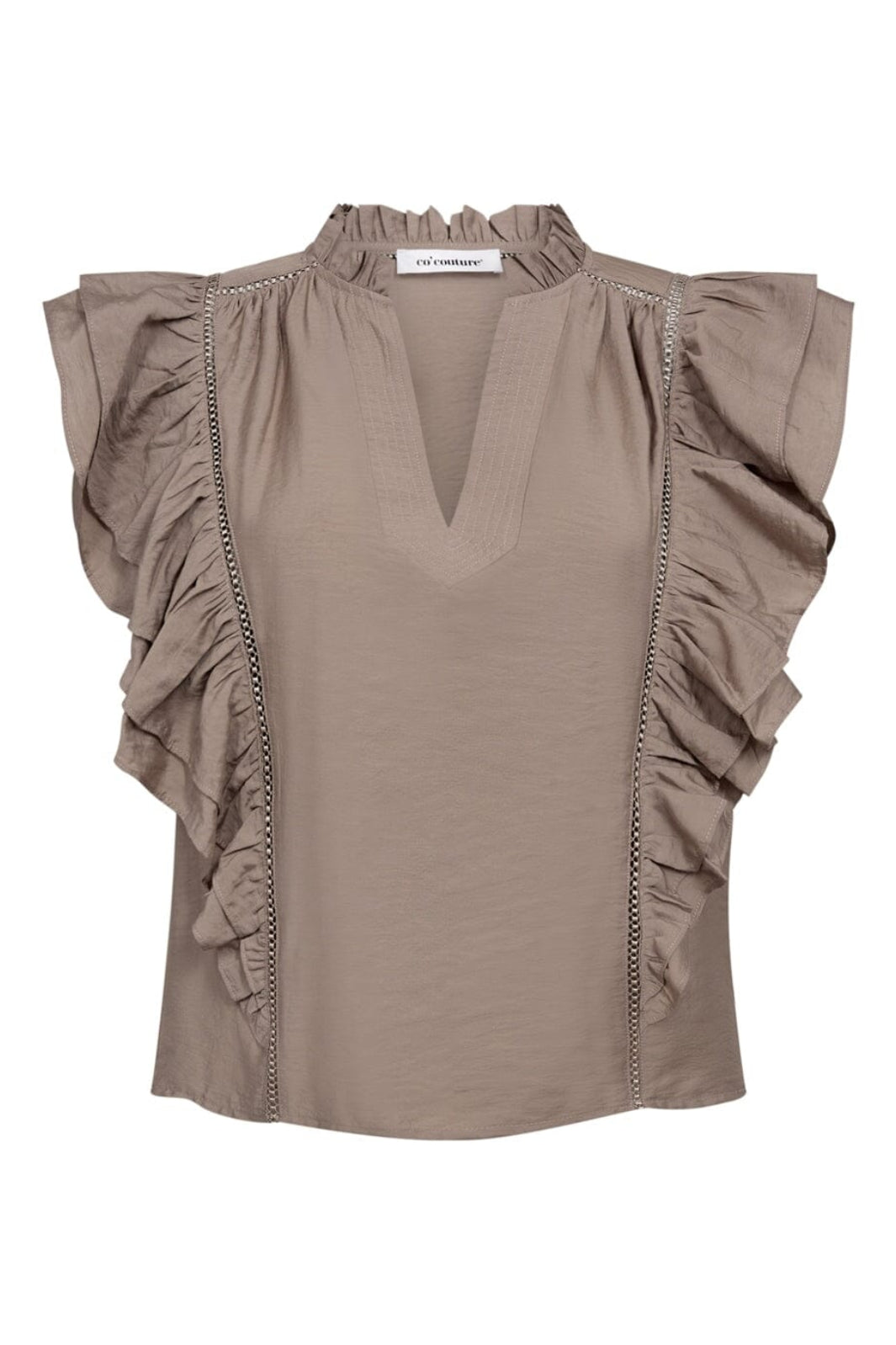 Co´Couture - Callumcc Lace Frill V-Top 45172 - 2006 - Taupe