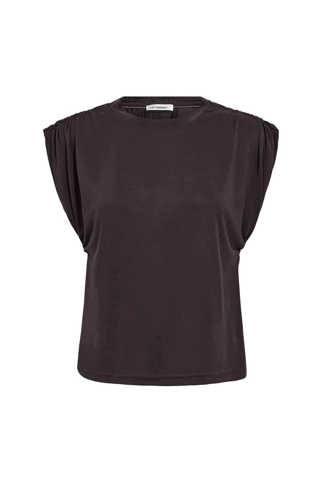 Co´Couture - Camillacc Ruched Shoulder Tee 43033 - 140 - Dark Grey