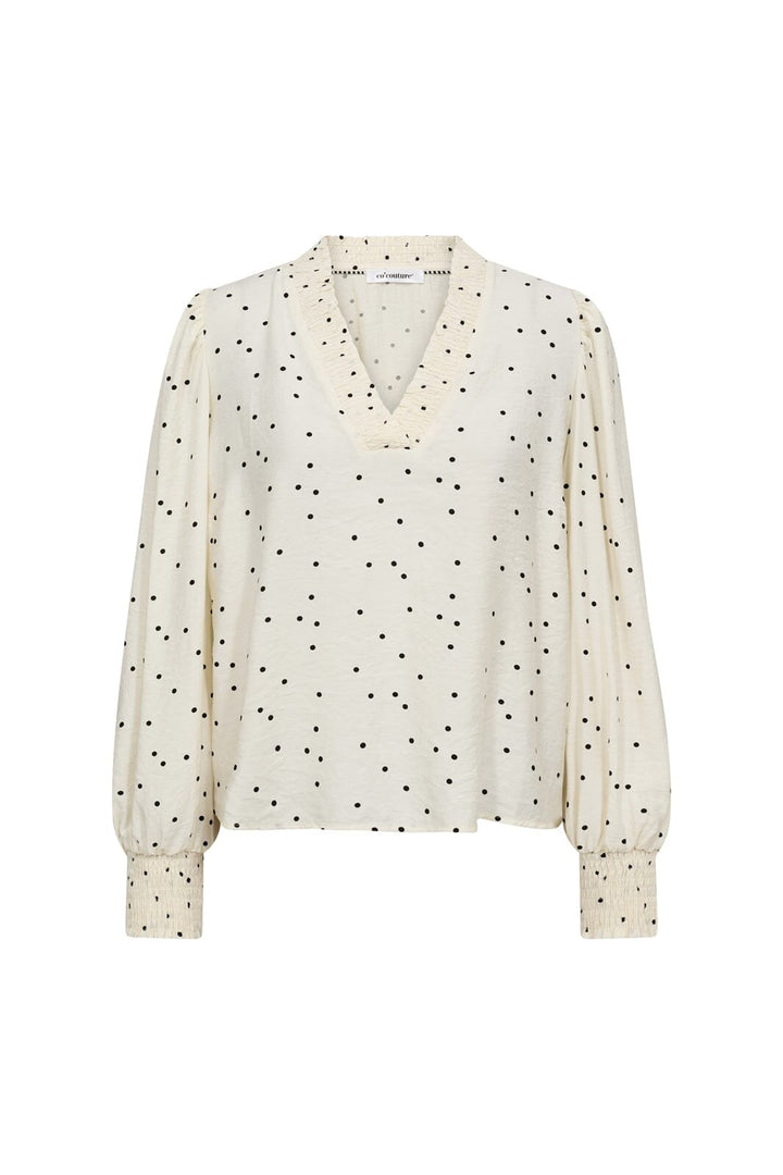 Co´Couture - Diemcc Dot V-Blouse 45062 - 1196 - Offwhite-Black