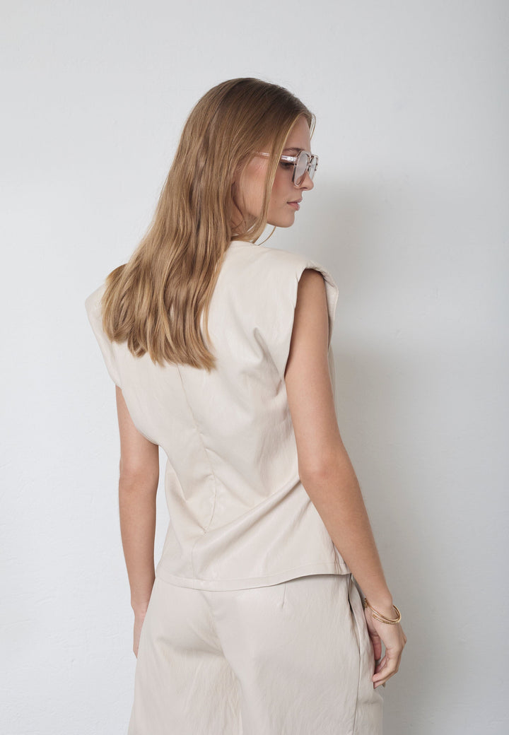 Co´Couture - Gittcc Pleat Top 35958 - 199 - Bone Toppe 