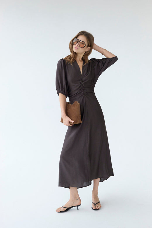 Co´Couture - Heracc Ss Puff Dress 46093 - 145 - Dark Brown Kjoler 