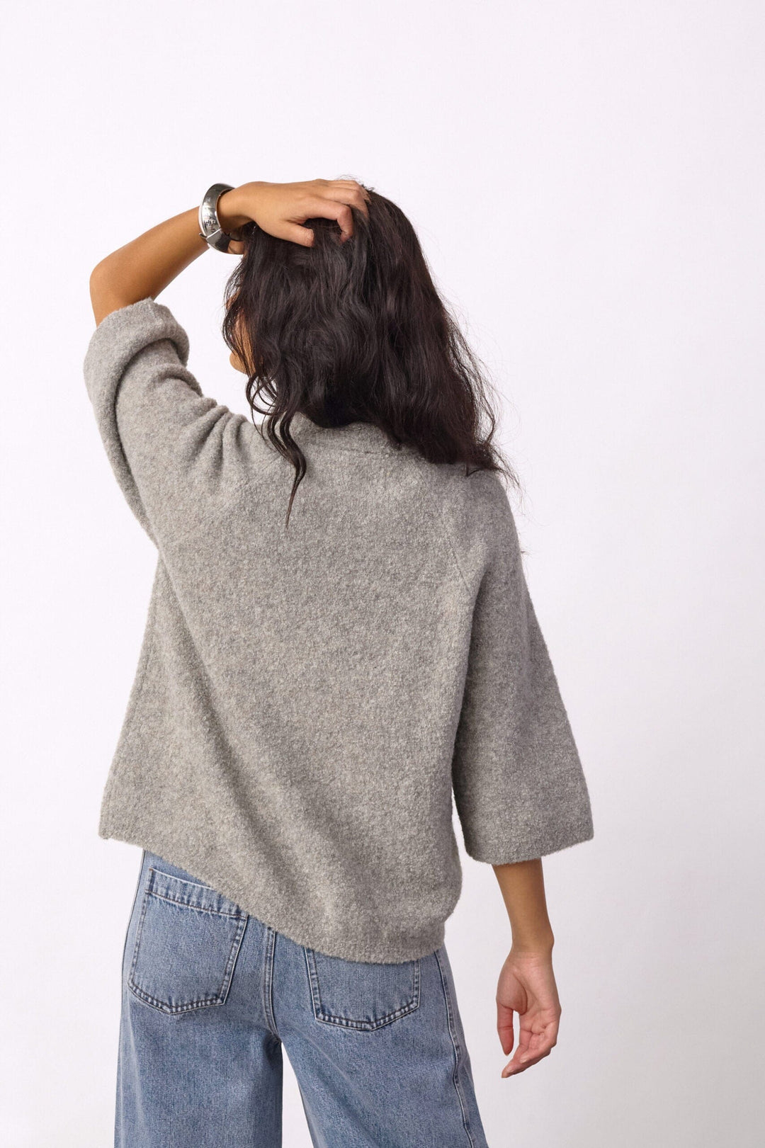 Co´Couture - Kailacc Ss Knit 500227 - 65006 - Grey Melange Strikbluser 
