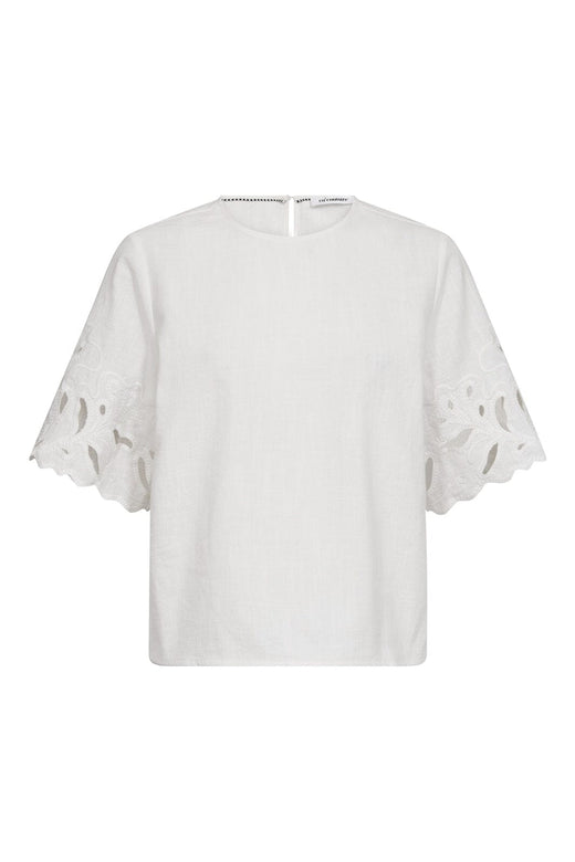Co´Couture - Litacc Linen Emb Ss Blouse 45157 - 4000 - White