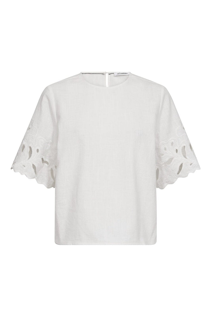 Co´Couture - Litacc Linen Emb Ss Blouse 45157 - 4000 - White