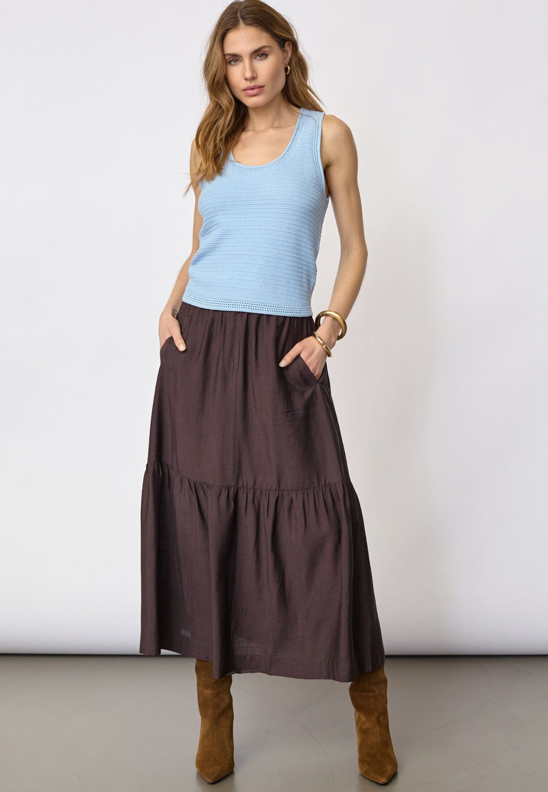 Co´Couture - Luecc Knit Top 42026 - 23 - Pale Blue Strikbluser 