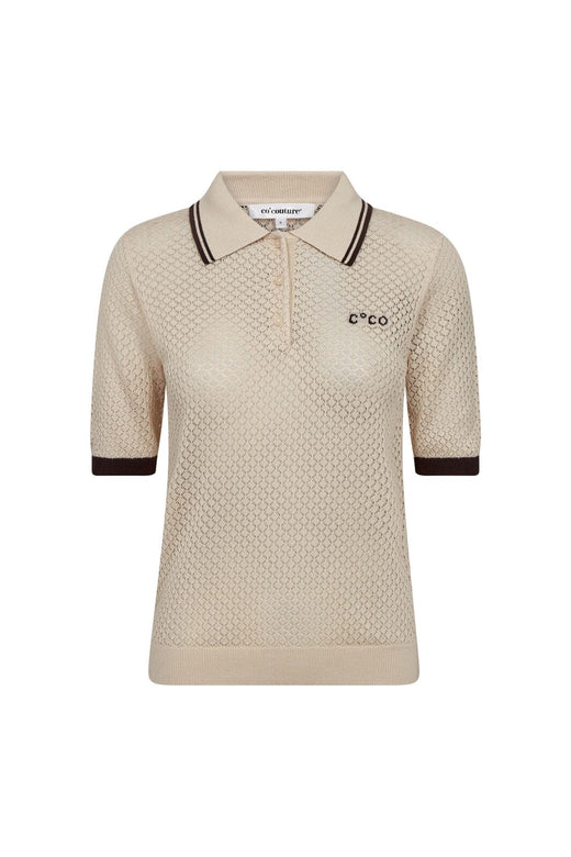 Co´Couture - Luecc Pointelle Polo Knit 42020 - 199 - Bone