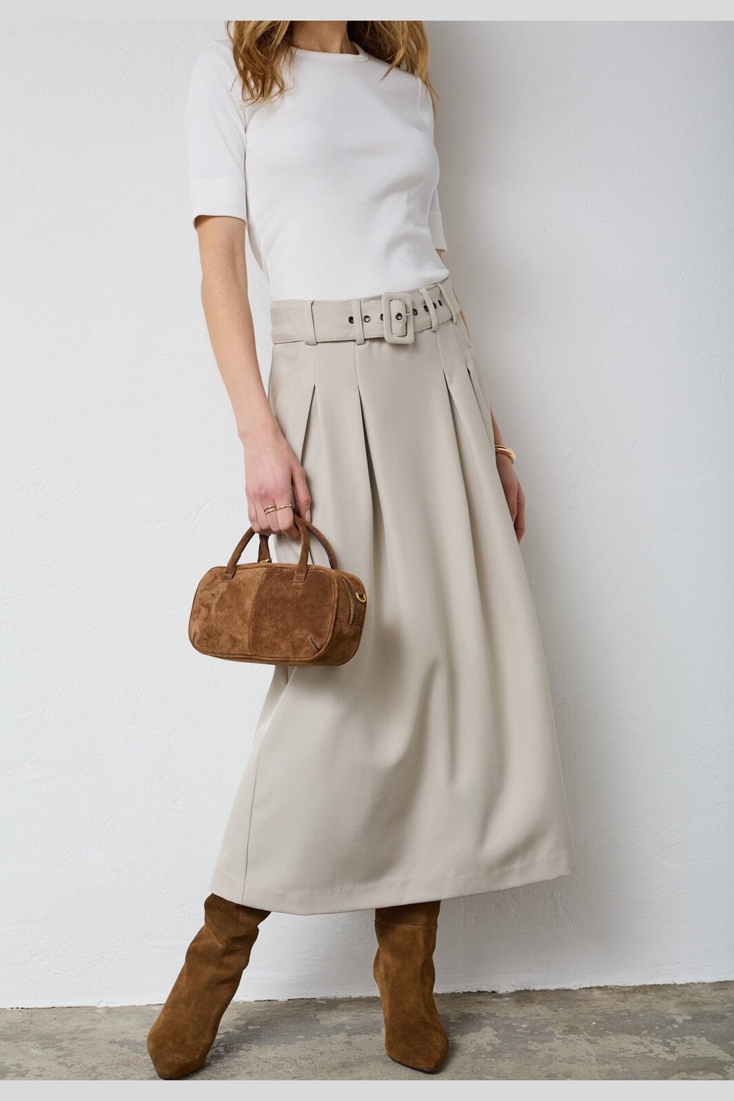 Co´Couture - Lunacc Belt Pleat Skirt 44013 - 2006 - Taupe