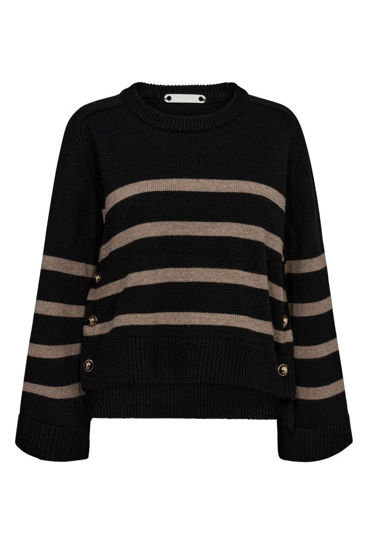 Co´couture - Majacc O-Button Stripe Knit 32148 - 96 Black